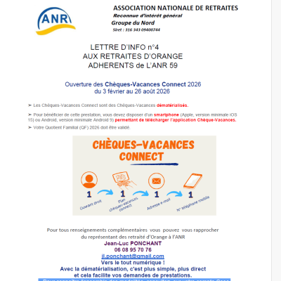 Ouverture chèques vacances connect